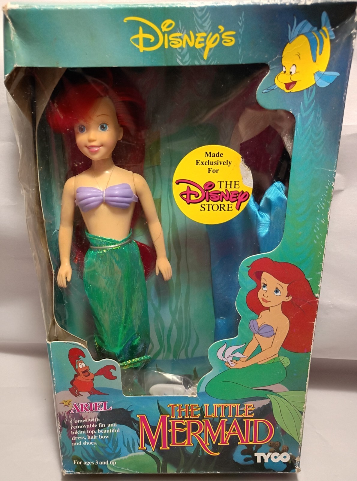 VTG 90s Disney's The Little Mermaid Ariel TYCO 10" Doll Figure W/Box Damage VTG 90s Disney's The Little Mermaid Ariel TYCO 10" Doll Figure W/Box Damage