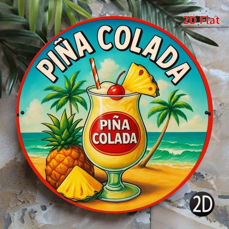 2D Flat, 1pc Cuban Freedom Cocktail Round Tin Metal Signs - Vibrant Pina Colada 2D Flat, 1pc Cuban Freedom Cocktail Round Tin Metal Signs - Vibrant Pina Colada