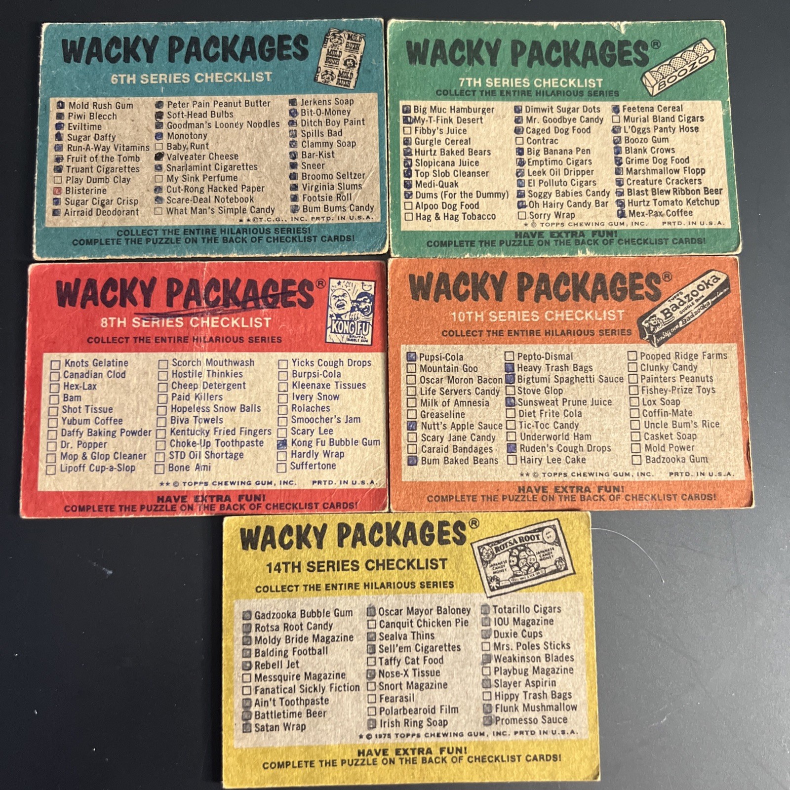 1974-75 Topps Wacky Packages Series 6, 7, 8, 10, 14th Series Checklist Puzzle 1974-75 Topps Wacky Packages Series 6, 7, 8, 10, 14th Series Checklist Puzzle
