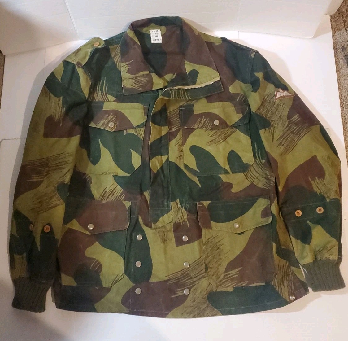 Vintage 1957 Belgian Congo Military Brushstroke Moon Balls Paratrooper Smock Vintage 1957 Belgian Congo Military Brushstroke Moon Balls Paratrooper Smock