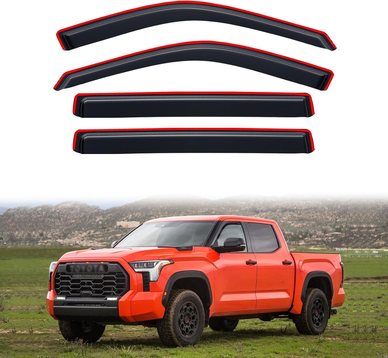 in-Channel Rain Guards for 2022-2026 Toyota Tundra CREWMAX ONLY, Window Visor... in-Channel Rain Guards for 2022-2026 Toyota Tundra CREWMAX ONLY, Window Visor...