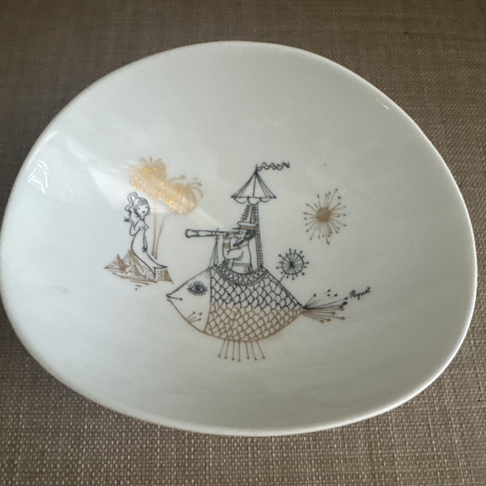 VINTAGE EHTF ROSENTHAL GERMANY PEYNET MERMAID WITH SEA CAPTAIN BOWL MINT MARKED VINTAGE EHTF ROSENTHAL GERMANY PEYNET MERMAID WITH SEA CAPTAIN BOWL MINT MARKED