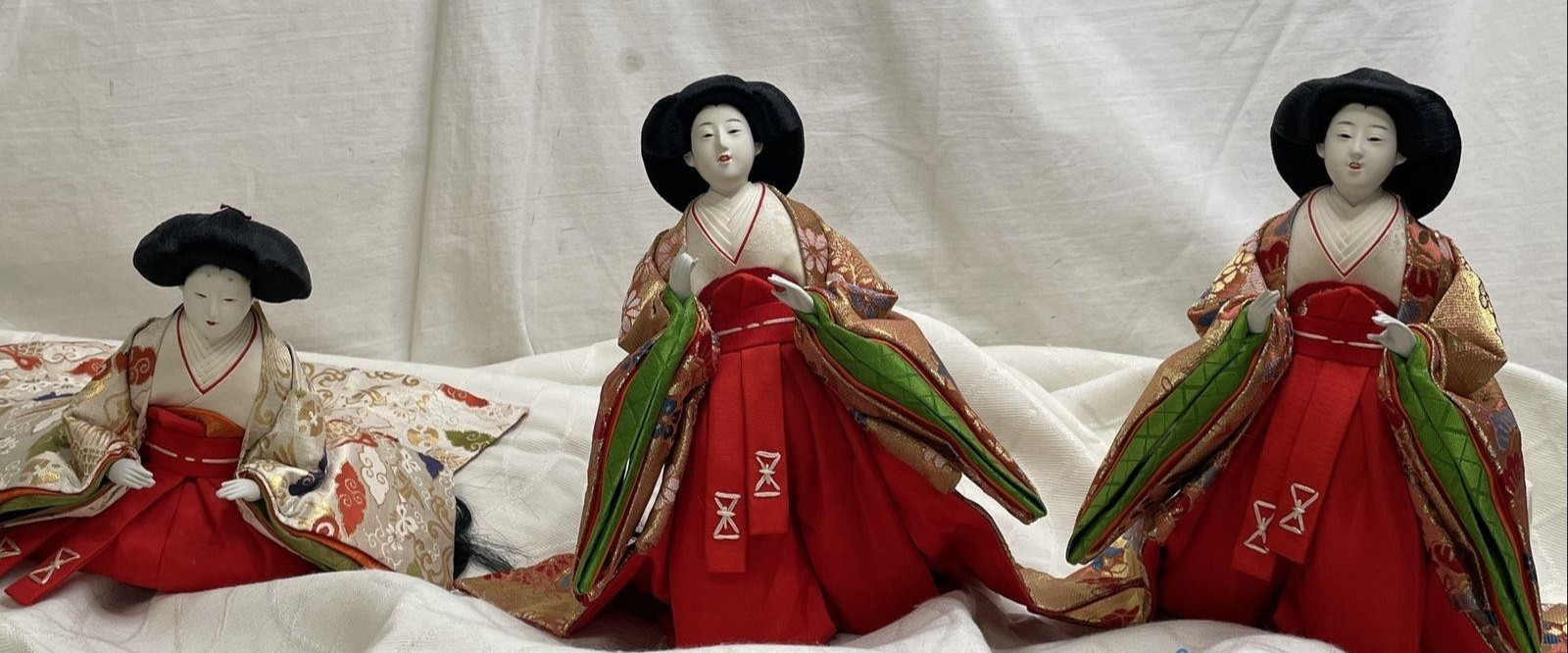 Vintage Japanese Hina Matsuri Dolls Set 3 Hinaningyo Kimono Girls Day Decor Vintage Japanese Hina Matsuri Dolls Set 3 Hinaningyo Kimono Girls Day Decor