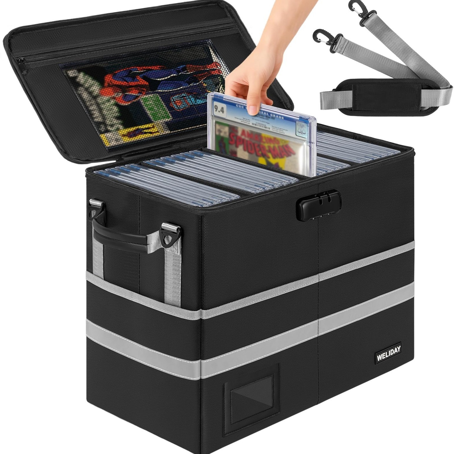 Graded Comic Storage Case Fits 30 CGC Comics with Lock(Jet Black) Graded Comic Storage Case Fits 30 CGC Comics with Lock(Jet Black)