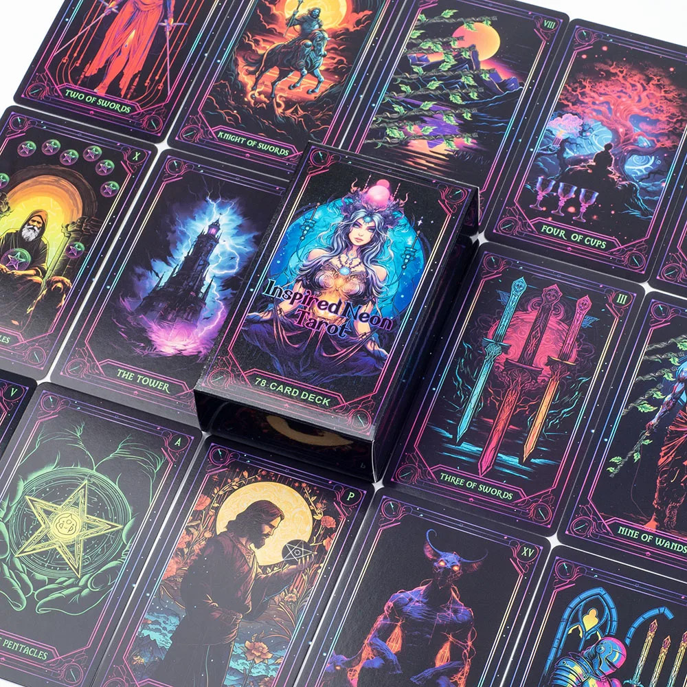 Inspired Neon Tarot Deck 78 Cards (10.3x6cm / 4.06x2.36in) English Divination