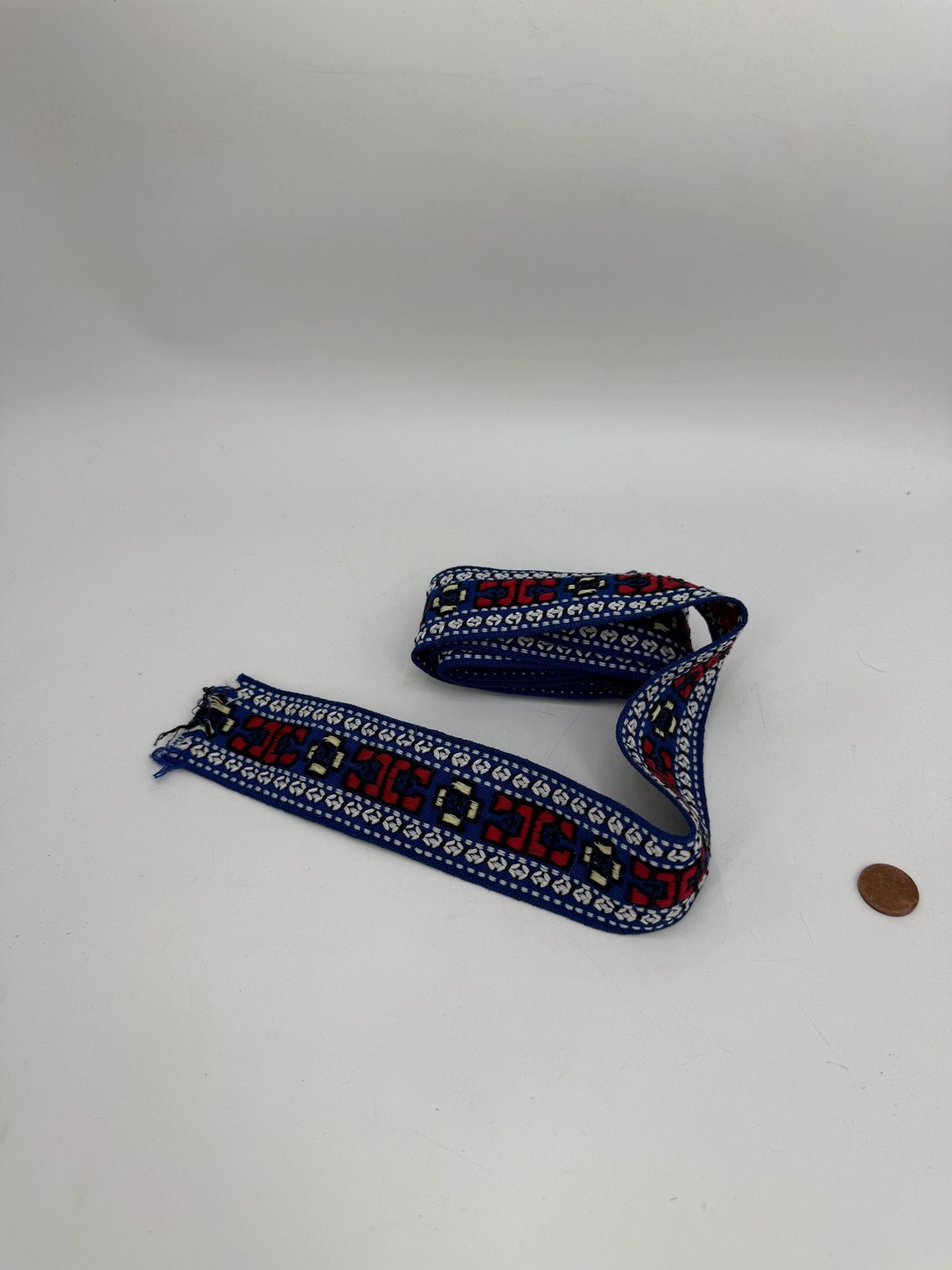 2 Yards Vintage Woven Jacquard Trim Ribbon 1.5 Inch Blue Red White Geometric 2 Yards Vintage Woven Jacquard Trim Ribbon 1.5 Inch Blue Red White Geometric