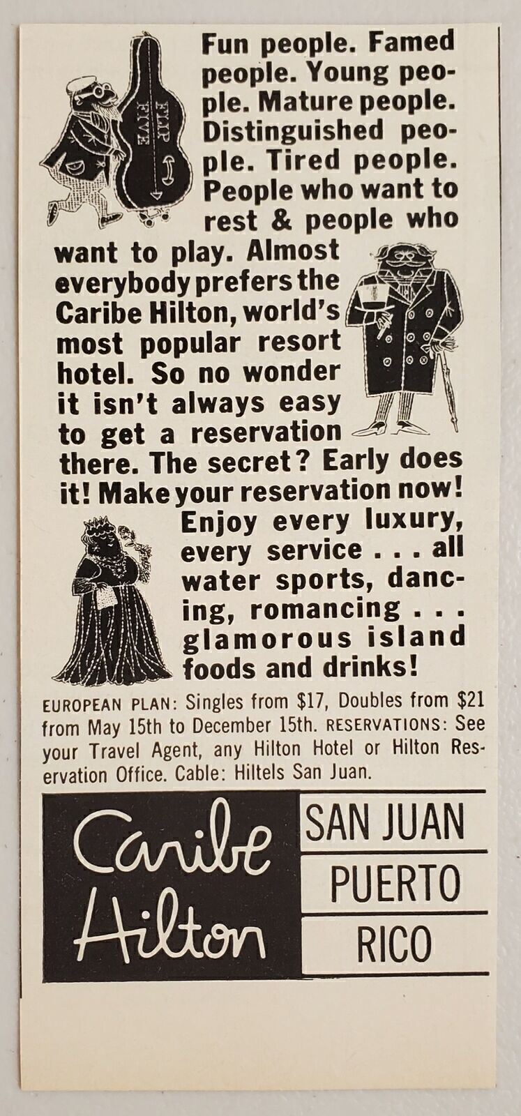 1961 Print Ad Caribe Hilton Hotel European Plan San Juan,Puerto Rico 1961 Print Ad Caribe Hilton Hotel European Plan San Juan,Puerto Rico