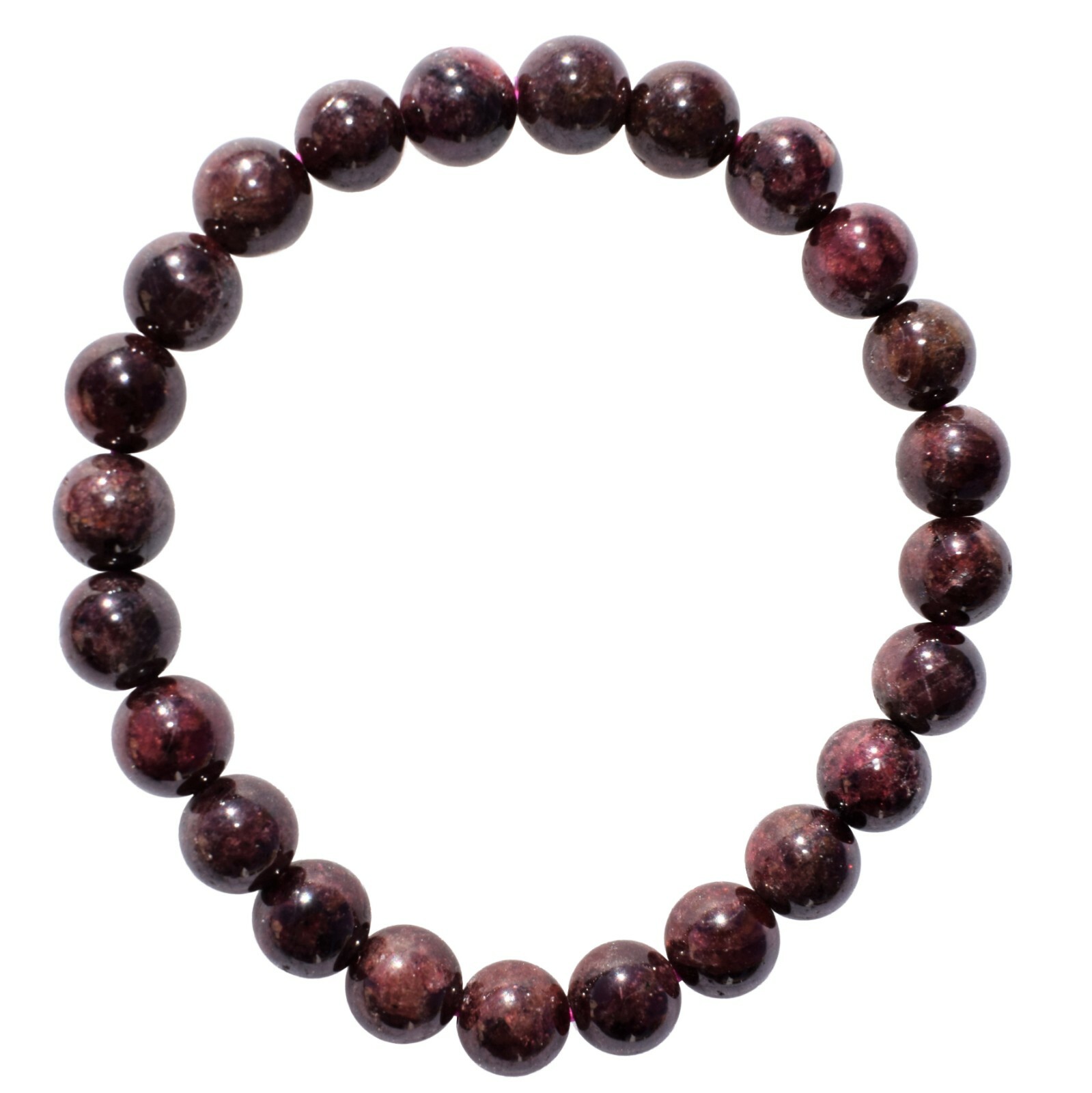 Premium CHARGED Rhodolite Garnet Crystal 7-8mm Bead Bracelet + Selenite Heart Premium CHARGED Rhodolite Garnet Crystal 7-8mm Bead Bracelet + Selenite Heart