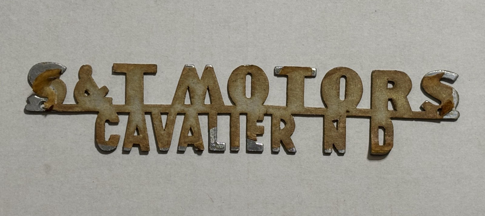 Vintage S&T Motors Cavalier ND Car Dealership Ad Metal Decal Prior 1946 to 1958 Vintage S&T Motors Cavalier ND Car Dealership Ad Metal Decal Prior 1946 to 1958