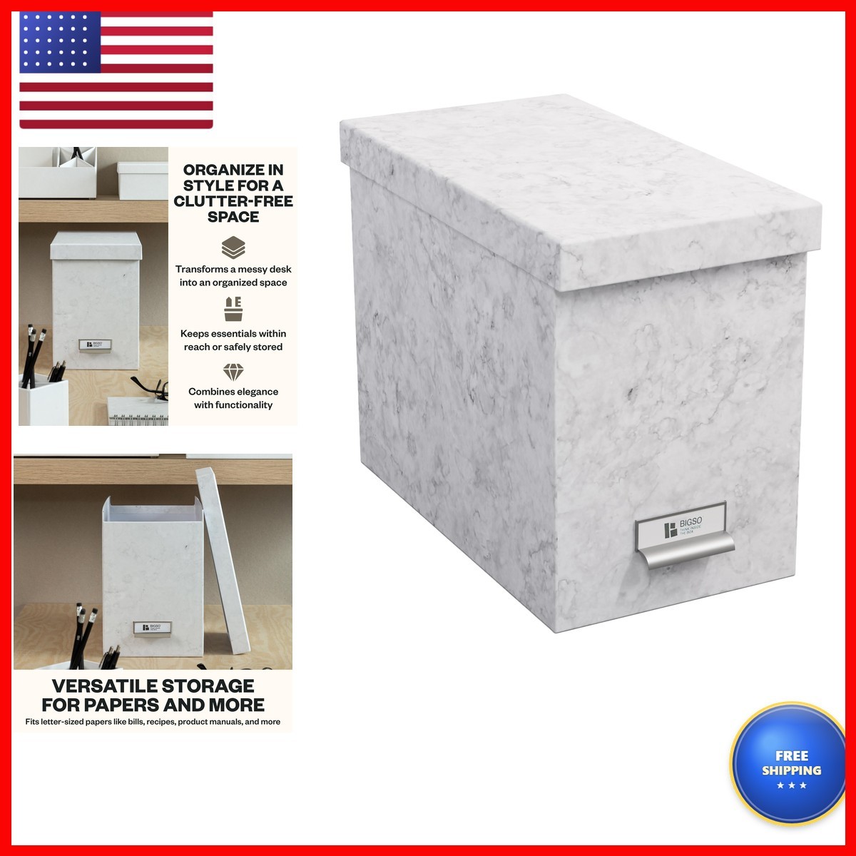 Bigso Box of Sweden Fiberboard Storage Box with Lid - 7.36 x 13.38 x 10.51 in Bigso Box of Sweden Fiberboard Storage Box with Lid - 7.36 x 13.38 x 10.51 in