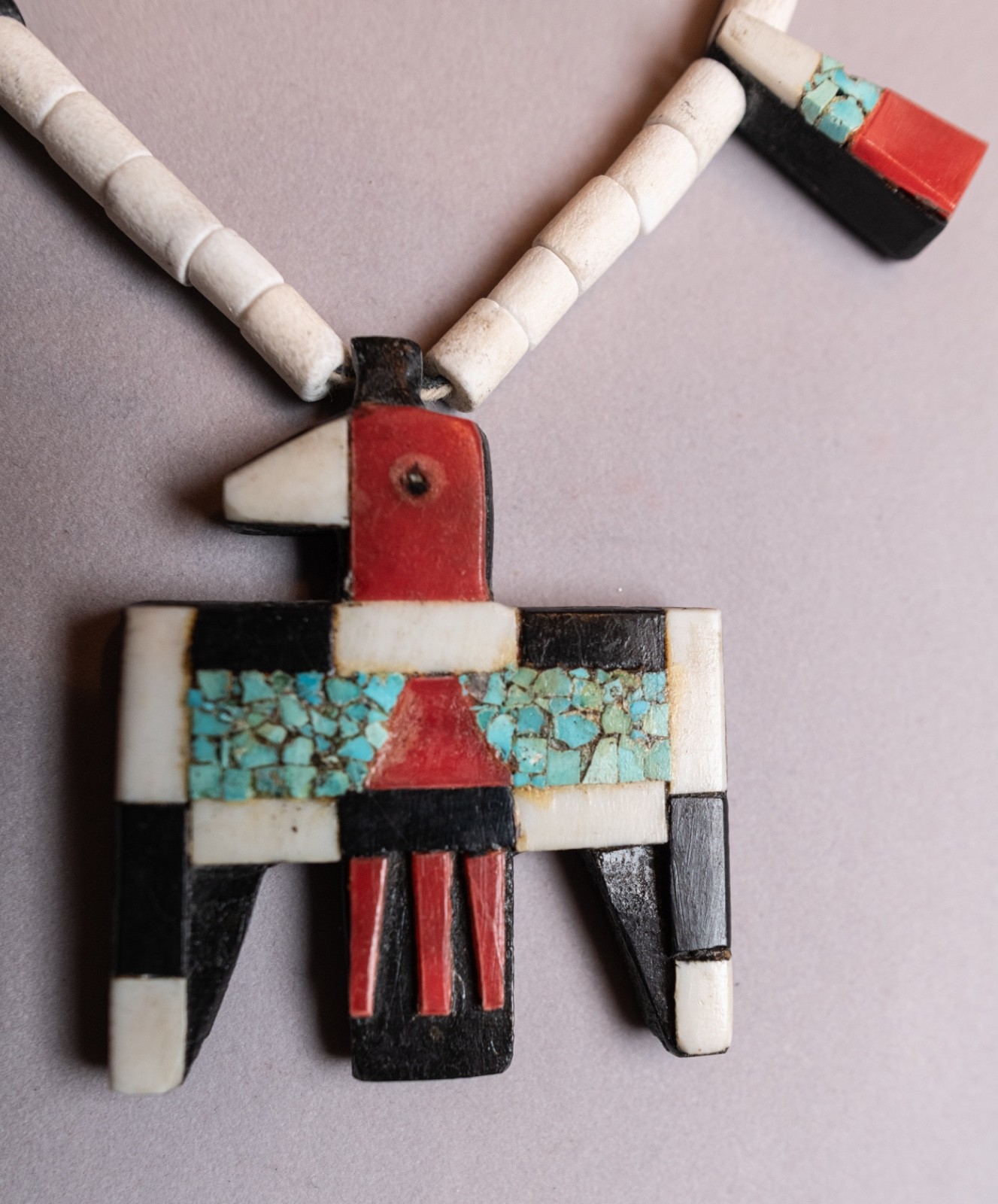 Vintage Santo Domingo Native American Thunderbird Necklace FA