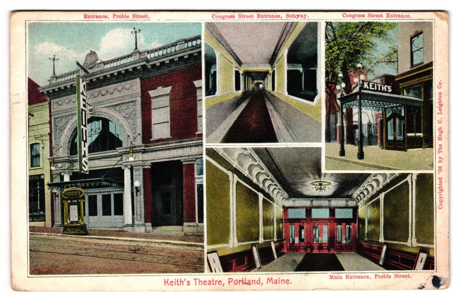 Keith's Theater Portland Maine ME Multiview Interior & Exterior c1900s Postcard Keith's Theater Portland Maine ME Multiview Interior & Exterior c1900s Postcard