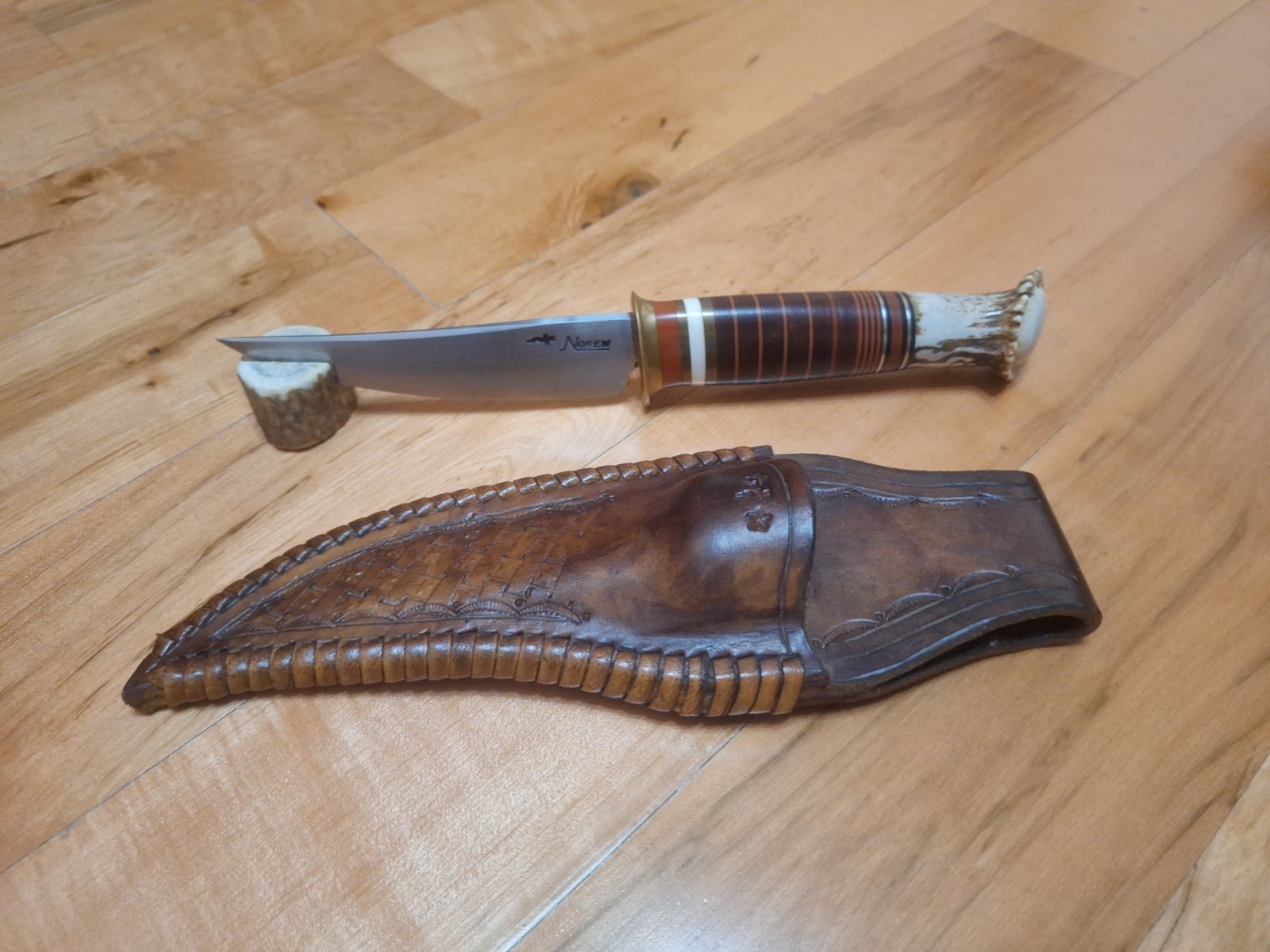DOUG NOREN MS CUSTOM SCAGEL KNIFE HAND FORGED HUNTING W SHEATH. EXCELLENT COND DOUG NOREN MS CUSTOM SCAGEL KNIFE HAND FORGED HUNTING W SHEATH. EXCELLENT COND