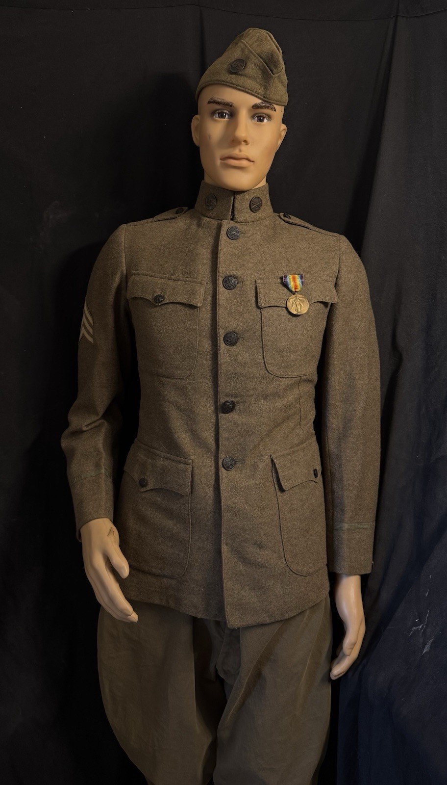 WWI Service Coat • FIELD PROMOTED OFFICER REVERT BACK TO SGT w/Green Mohair Cuff