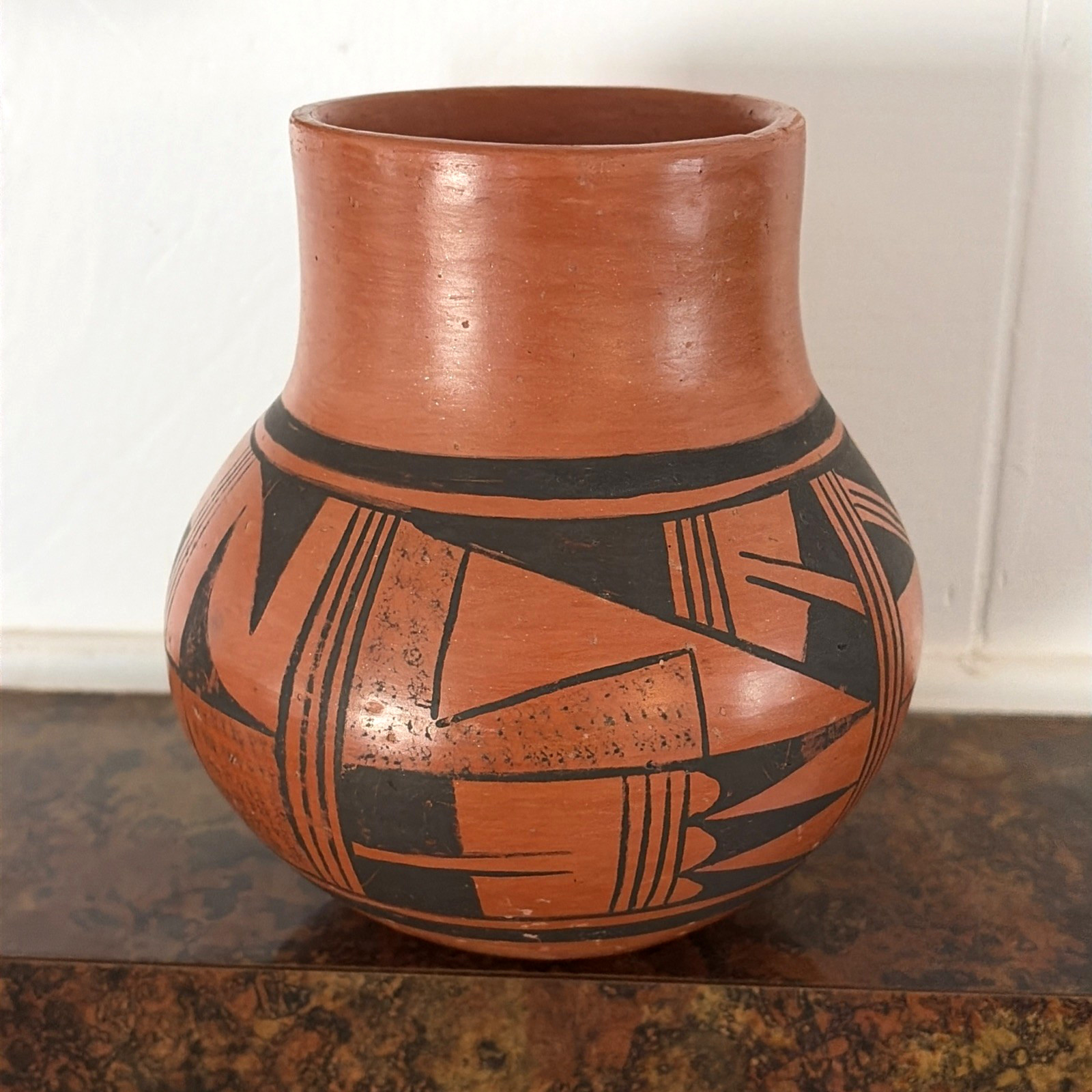 Vintage Native American Hand Coiled Hopi-Tewa Pottery Jar 6" by 6" Vintage Native American Hand Coiled Hopi-Tewa Pottery Jar 6" by 6"