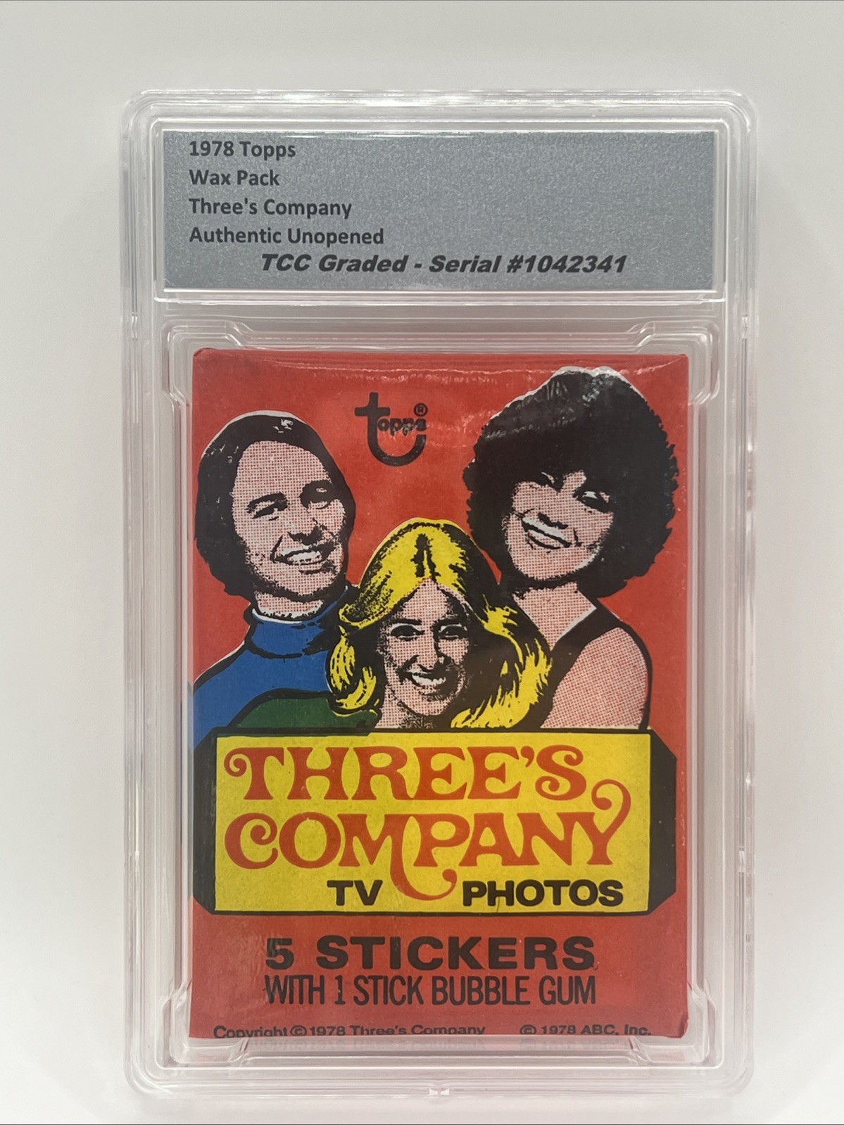 1978 Topps Three’s Company Wax Pack Authentic Unopened Encapsulated 1978 Topps Three’s Company Wax Pack Authentic Unopened Encapsulated