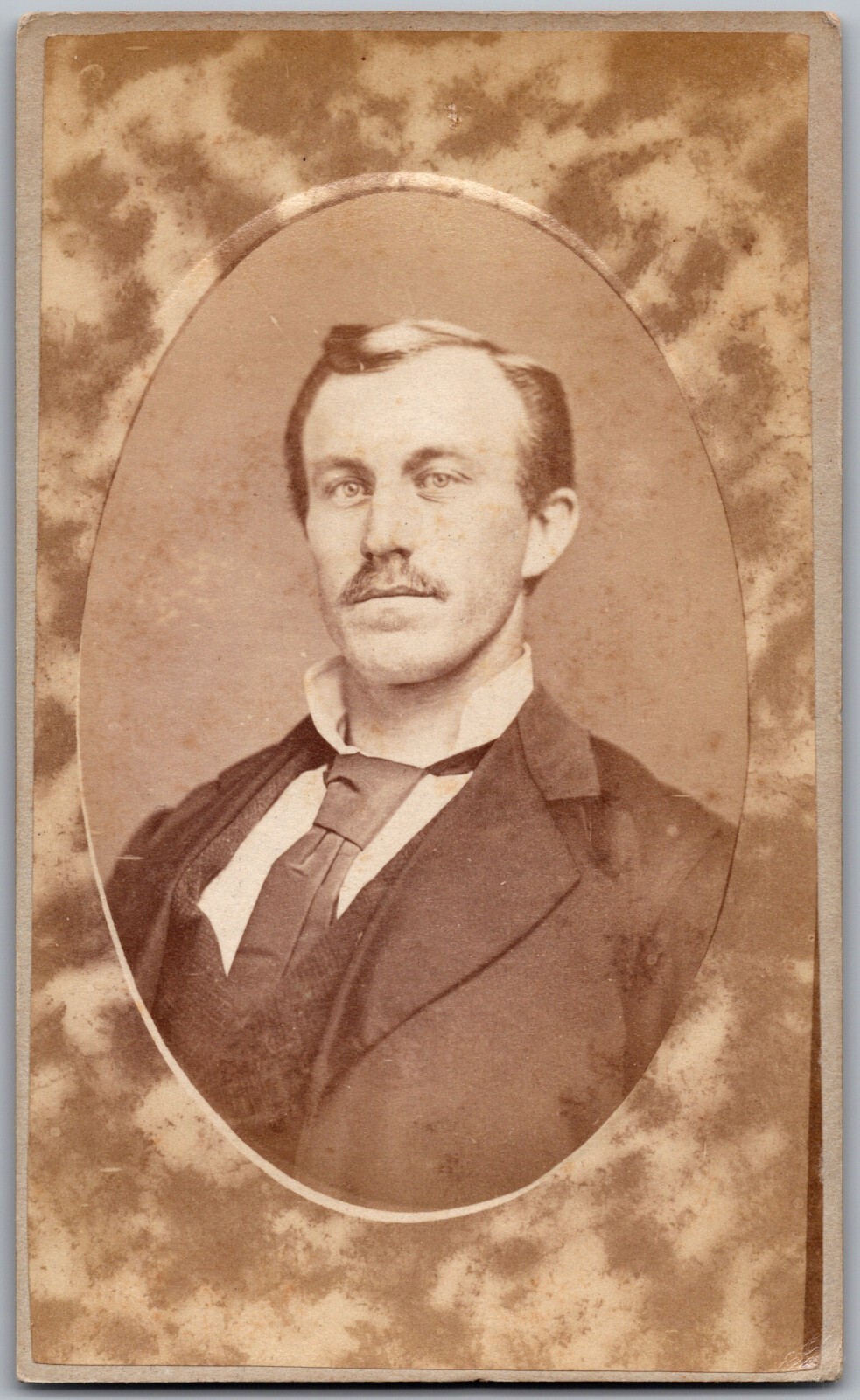 ANTIQUE CDV C. 1880s GILL HANDSOME MAN WITH MUSTACHE ORNATE MASQUE LANCASTER PA. ANTIQUE CDV C. 1880s GILL HANDSOME MAN WITH MUSTACHE ORNATE MASQUE LANCASTER PA.
