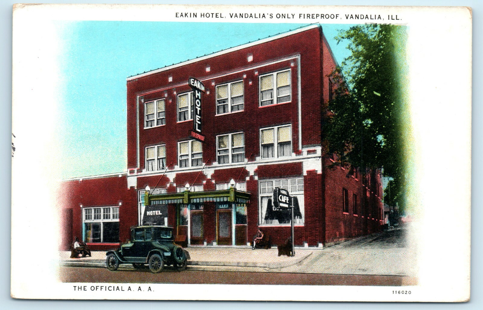 POSTCARD Eakin Hotel Vandalia's Only Fireproof Vandalia Illinois AAA Cafe POSTCARD Eakin Hotel Vandalia's Only Fireproof Vandalia Illinois AAA Cafe