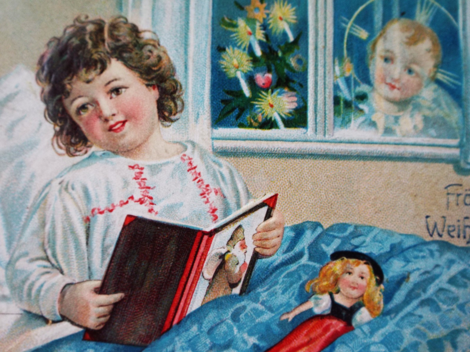 RARE WW1 1914 SANTA BOOK Child Doll Embossed Christchild Christmas Tree Germany