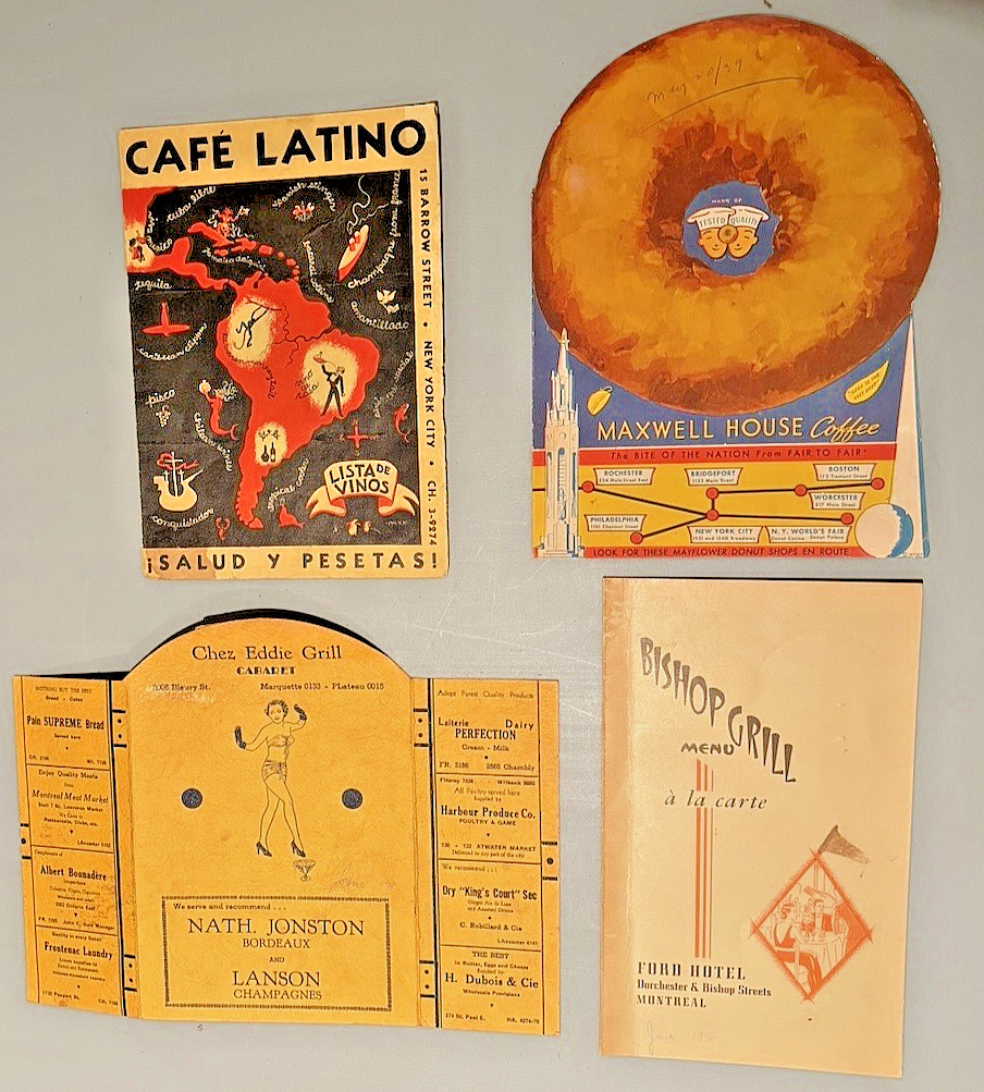 1938 NYC Nightclub & World's Fair Menu LOT from Toronto Socialite's Collection 1938 NYC Nightclub & World's Fair Menu LOT from Toronto Socialite's Collection
