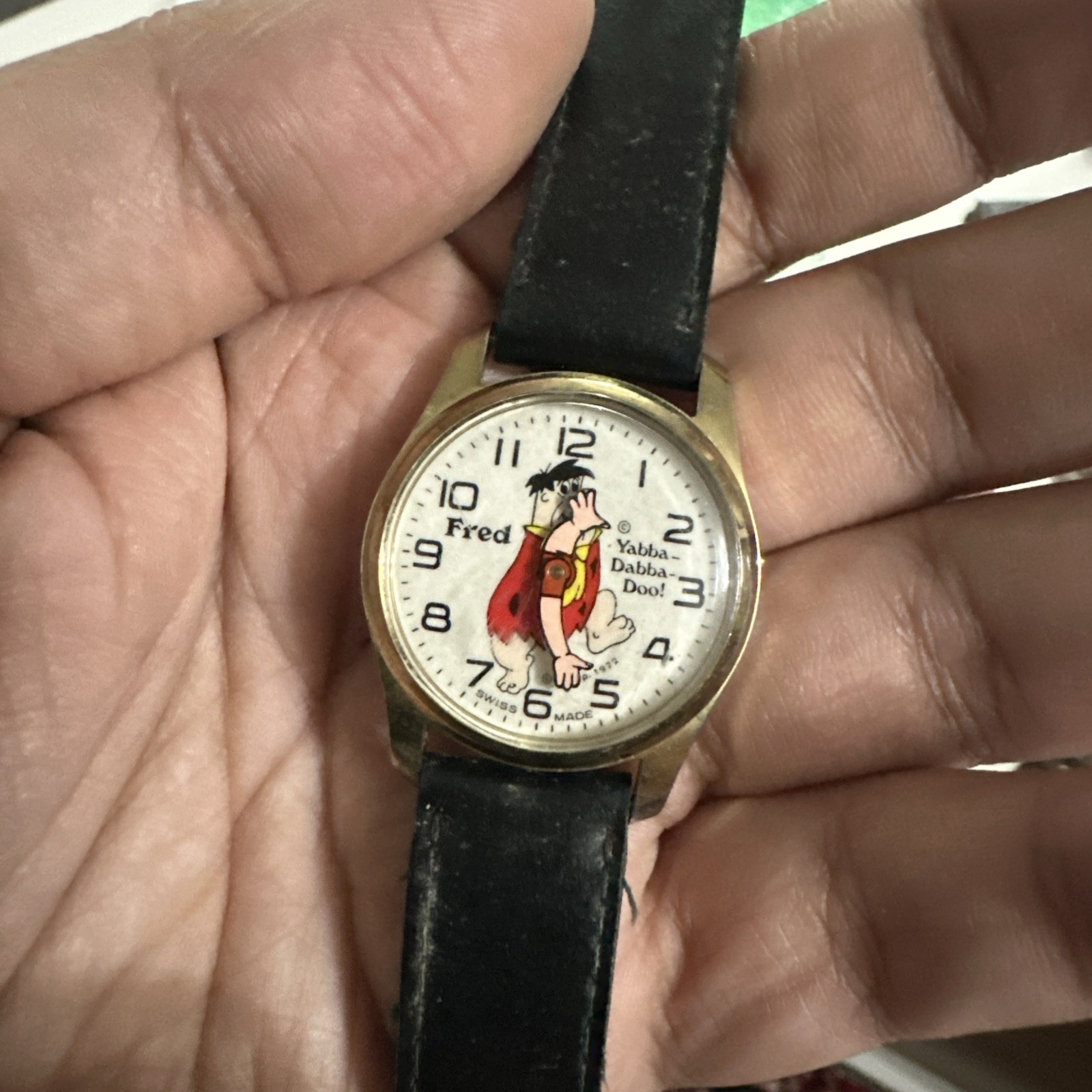 VTG 1972 Fred Flinstone Swiss Yabba Dabba Doo Watch Wind Up 29mm -Broken Crown VTG 1972 Fred Flinstone Swiss Yabba Dabba Doo Watch Wind Up 29mm -Broken Crown