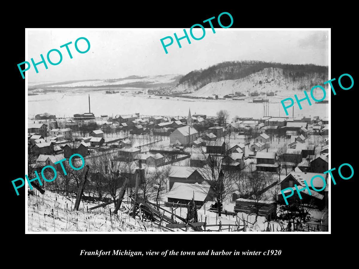OLD LARGE HISTORIC PHOTO OF FRANKFORT MICHIGAN VIEW OF THE TOWN & HARBOR c1920 OLD LARGE HISTORIC PHOTO OF FRANKFORT MICHIGAN VIEW OF THE TOWN & HARBOR c1920