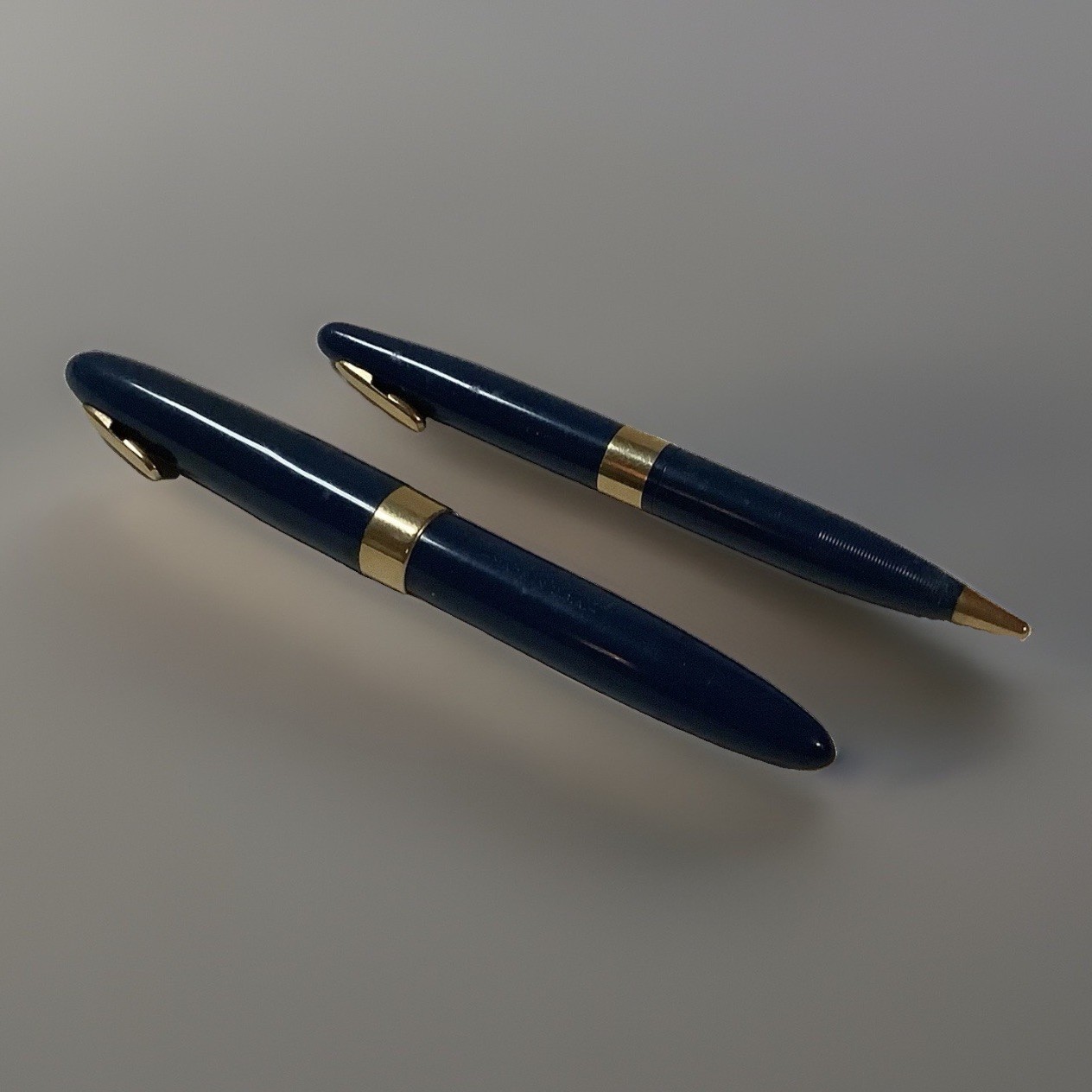 Vintage Sheaffer Fountain Pen And Pencil Set Blue With Gold Trim 14K Vintage Sheaffer Fountain Pen And Pencil Set Blue With Gold Trim 14K