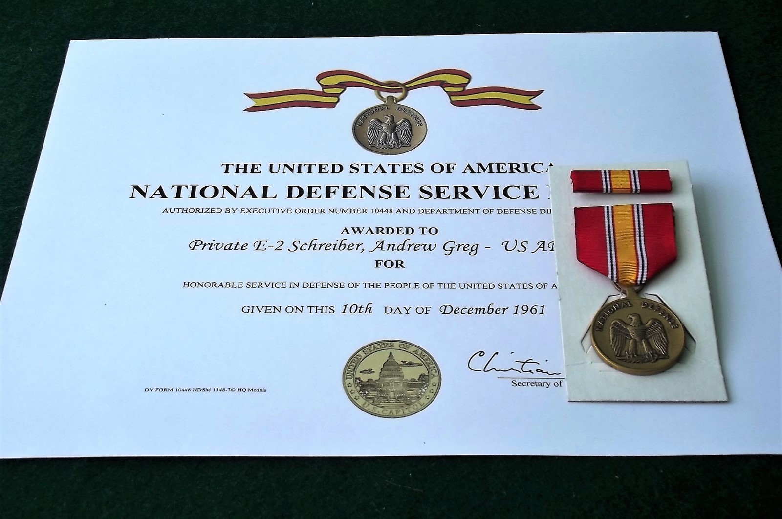 NDSM National Defense Service Medal and Certificate Army Navy Air Force Marines NDSM National Defense Service Medal and Certificate Army Navy Air Force Marines