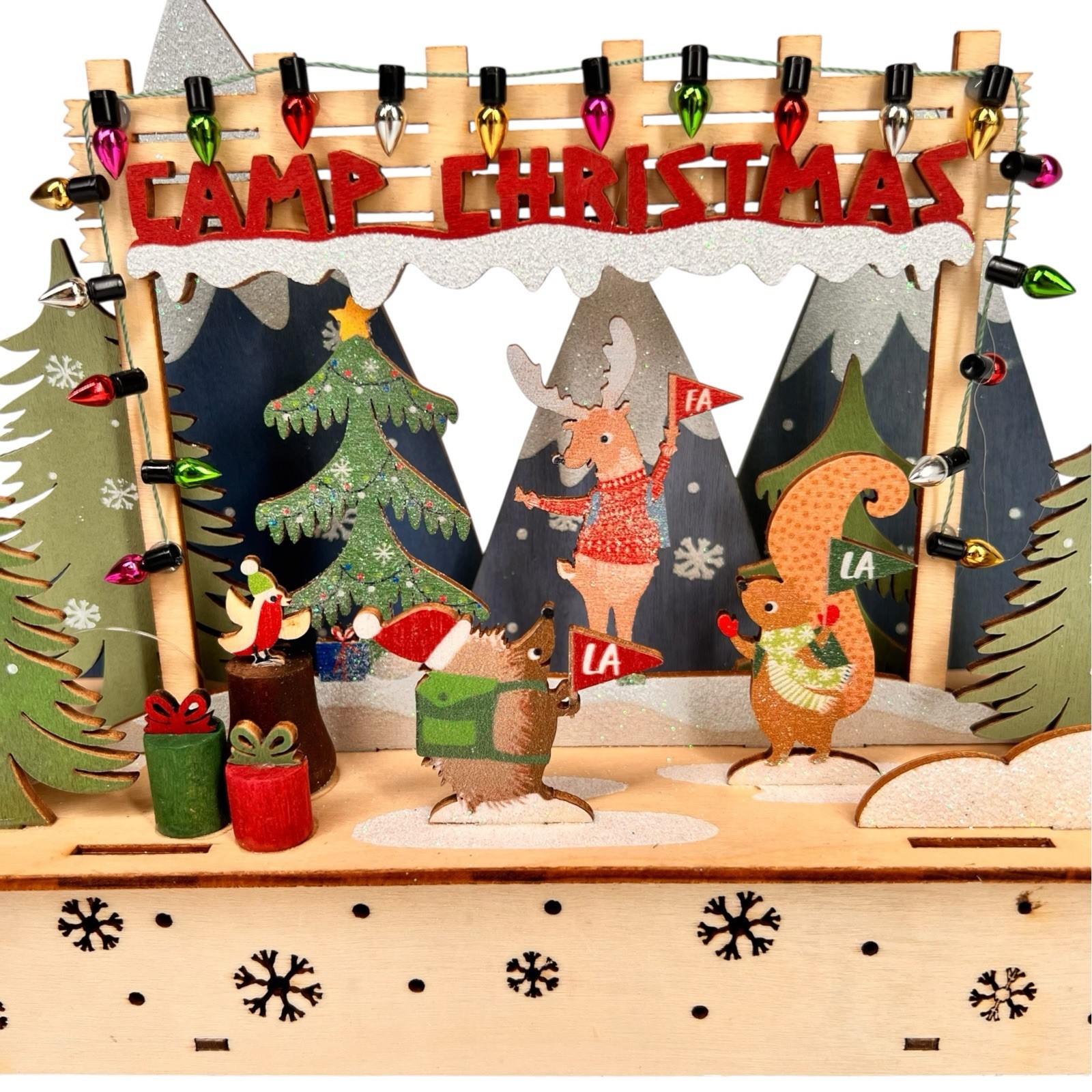 New 2022 World Market LED CAMP SCENE Lighted Christmas Cozy Woodland Animals New 2022 World Market LED CAMP SCENE Lighted Christmas Cozy Woodland Animals