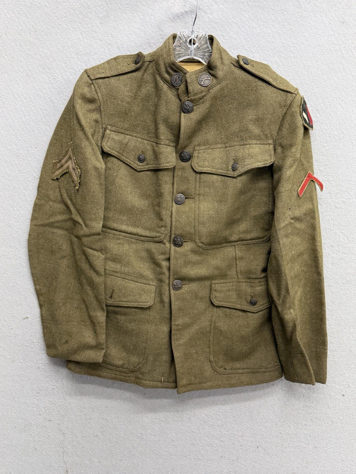 Original WW1 US Army Uniform Top Only Named Frank Currie Division 2 Original WW1 US Army Uniform Top Only Named Frank Currie Division 2