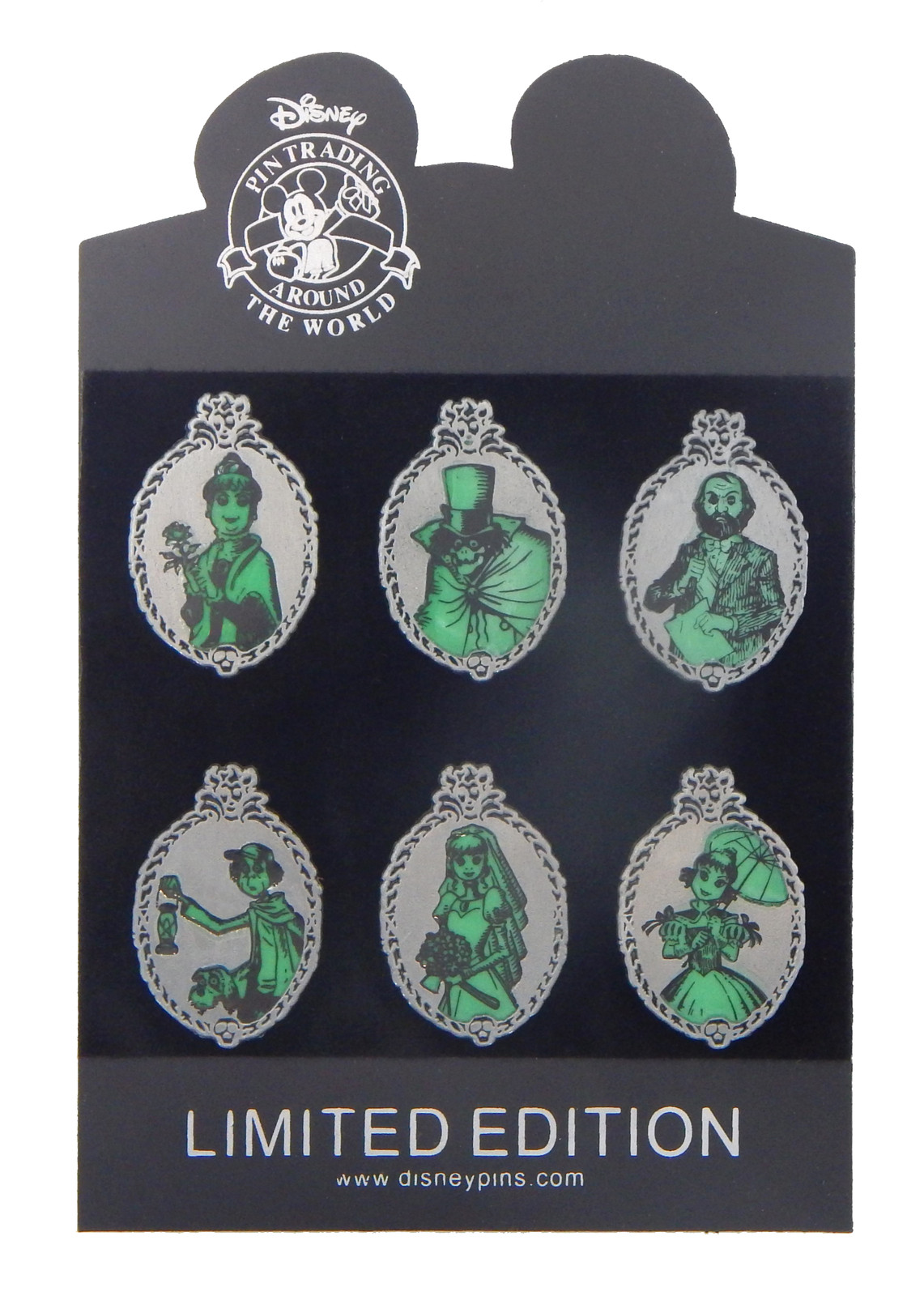 6 Pin Haunted Mansion Glow In The Dark Portraits Disney Trading Pins On Card New 6 Pin Haunted Mansion Glow In The Dark Portraits Disney Trading Pins On Card New