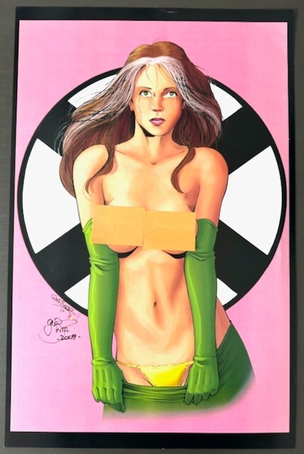 Signed G.W. Fisher Naughty Rogue X-Men Print 11X17