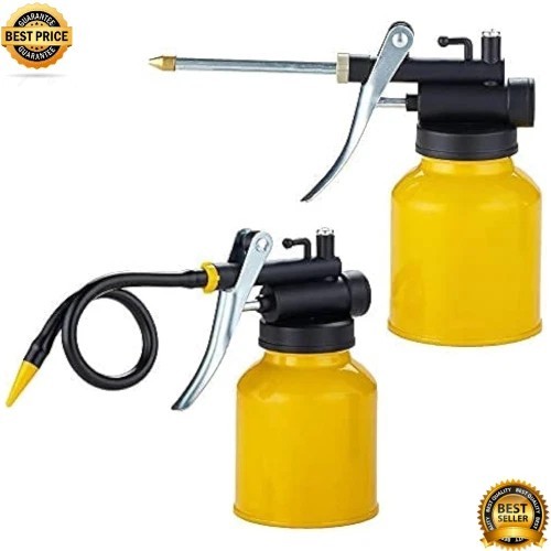 Hand Pump Oiler Can Professional Level 8oz Capacity with Metal Long Flex Spout Hand Pump Oiler Can Professional Level 8oz Capacity with Metal Long Flex Spout