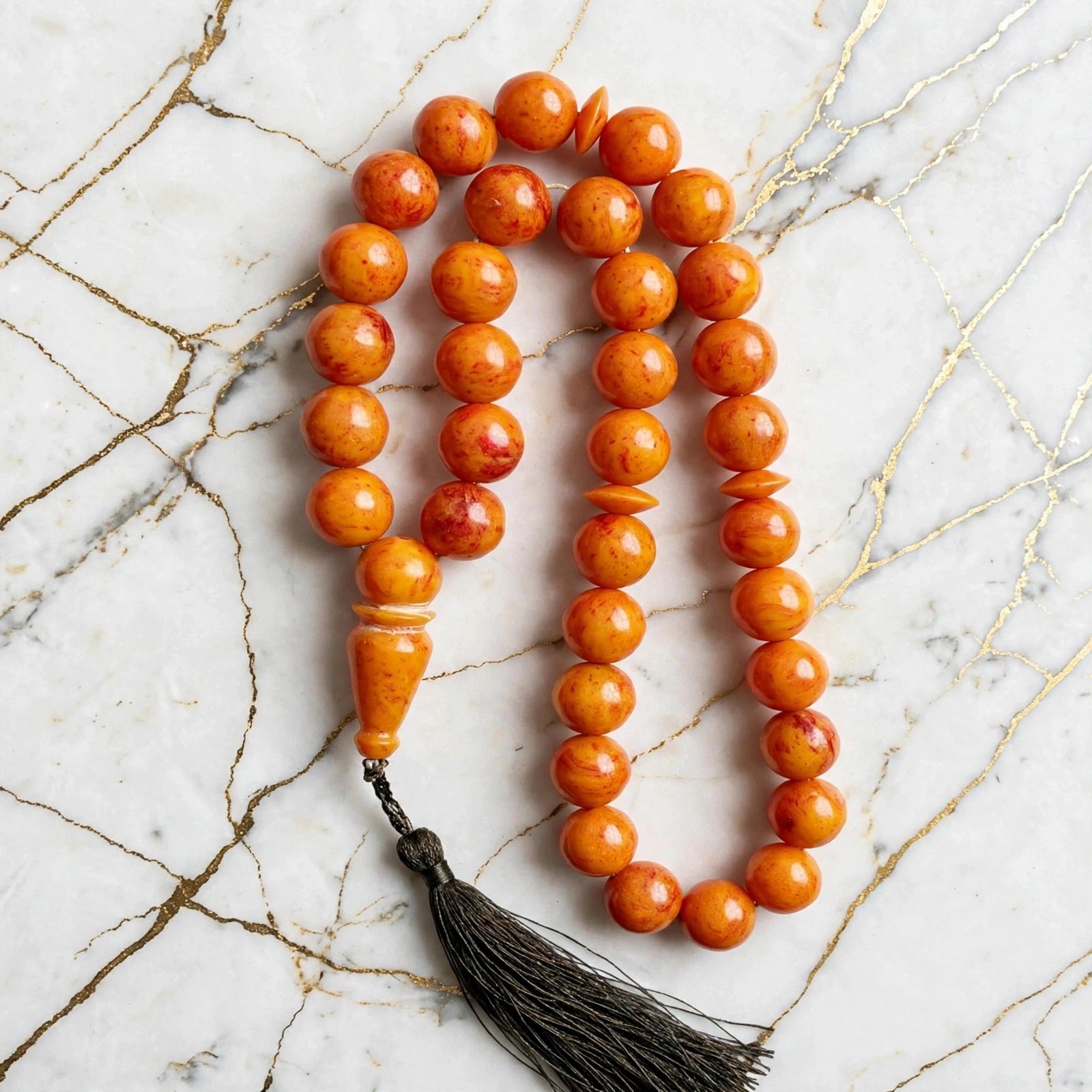 Rare Antique German Bakelite Qamar Deen Misbaha Tasbih 33 Beads 13mm 111g Rare Antique German Bakelite Qamar Deen Misbaha Tasbih 33 Beads 13mm 111g