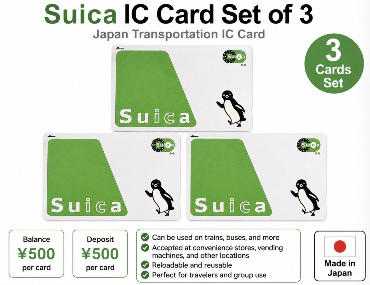 Suica Japan Transportation IC Card 500 Yen Charged 500 Yen Deposit Set of 3 Suica Japan Transportation IC Card 500 Yen Charged 500 Yen Deposit Set of 3