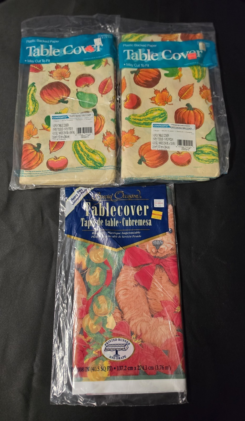 Vintage Thanksgiving and Christmas Tablecloths Contempo Harvest Paper NOS Vintage Thanksgiving and Christmas Tablecloths Contempo Harvest Paper NOS