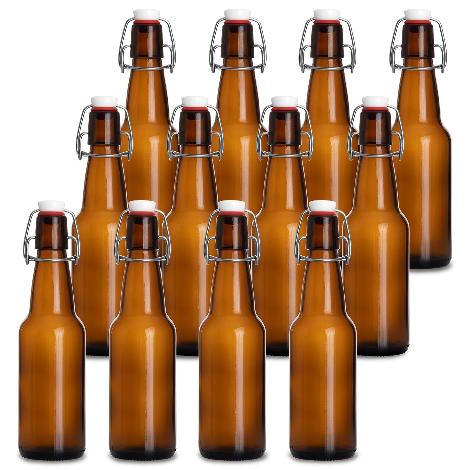 12oz Flip Top Clear Glass Beer Bottles for Home Brewing - Set of 12 with Caps 12oz Flip Top Clear Glass Beer Bottles for Home Brewing - Set of 12 with Caps