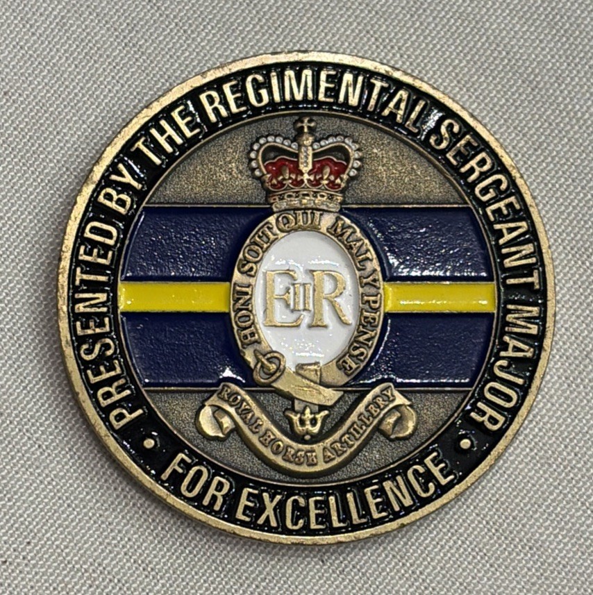 QE2 British, Royal Horse Artillery, Excellence Enameled Challenge Coin