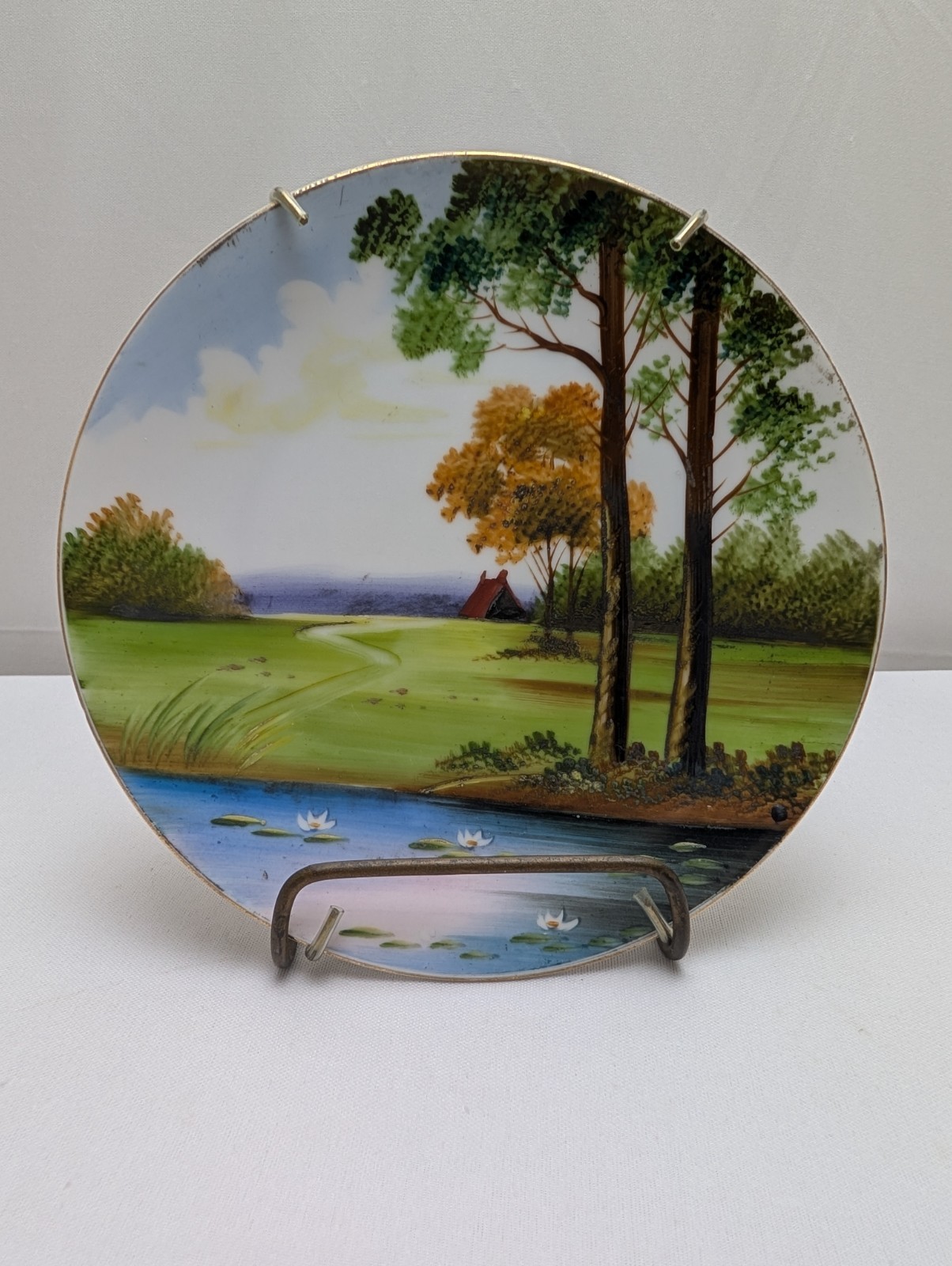 Set of 4 VTG Hand Painted Japan Porcelain Cabinet Plates Landscape Scenic Set of 4 VTG Hand Painted Japan Porcelain Cabinet Plates Landscape Scenic