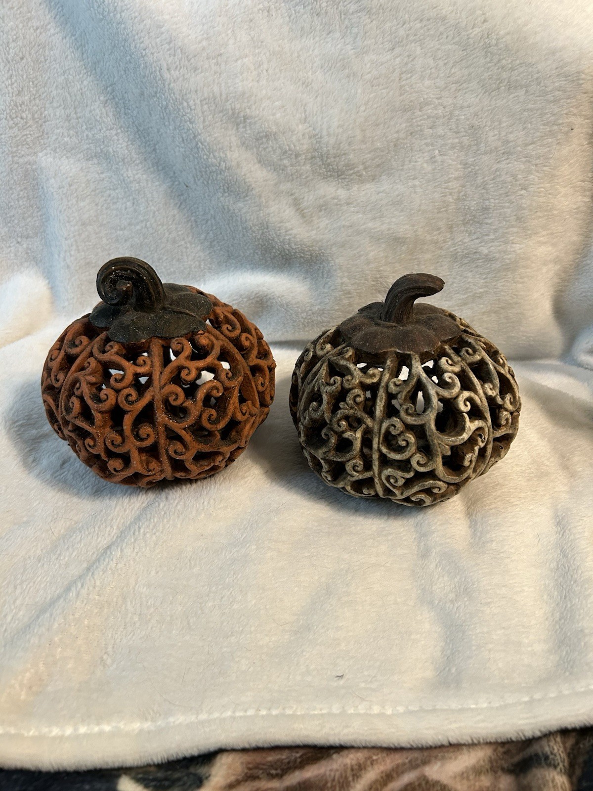 Two Decorative Pumpkins. They Were Bought At Hobby Lobby And Are Very Cute Two Decorative Pumpkins. They Were Bought At Hobby Lobby And Are Very Cute