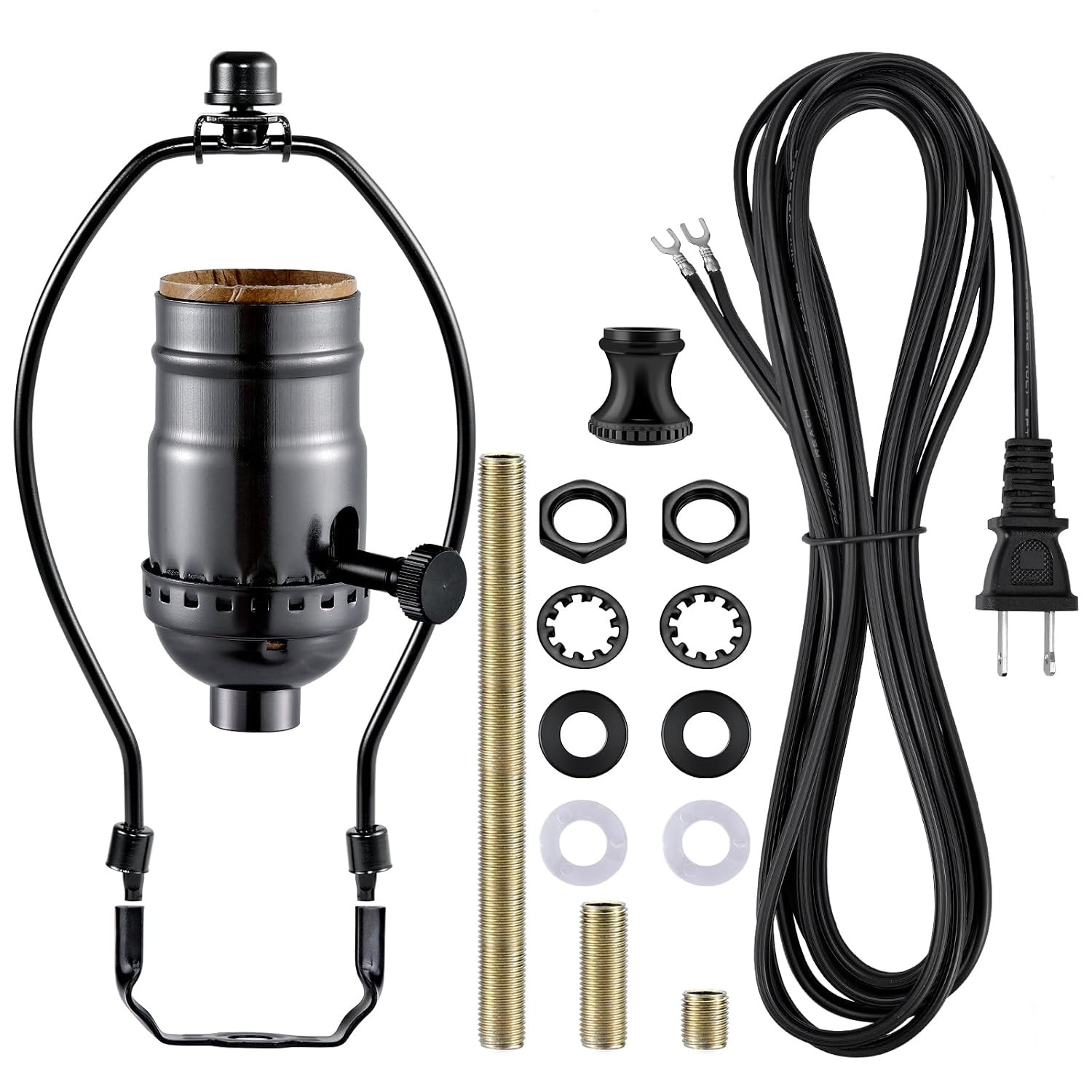 Lamp Making Kit,Make a Lamp or Repair Kit,3-Way Lamp Socket with Matching Cord L Lamp Making Kit,Make a Lamp or Repair Kit,3-Way Lamp Socket with Matching Cord L