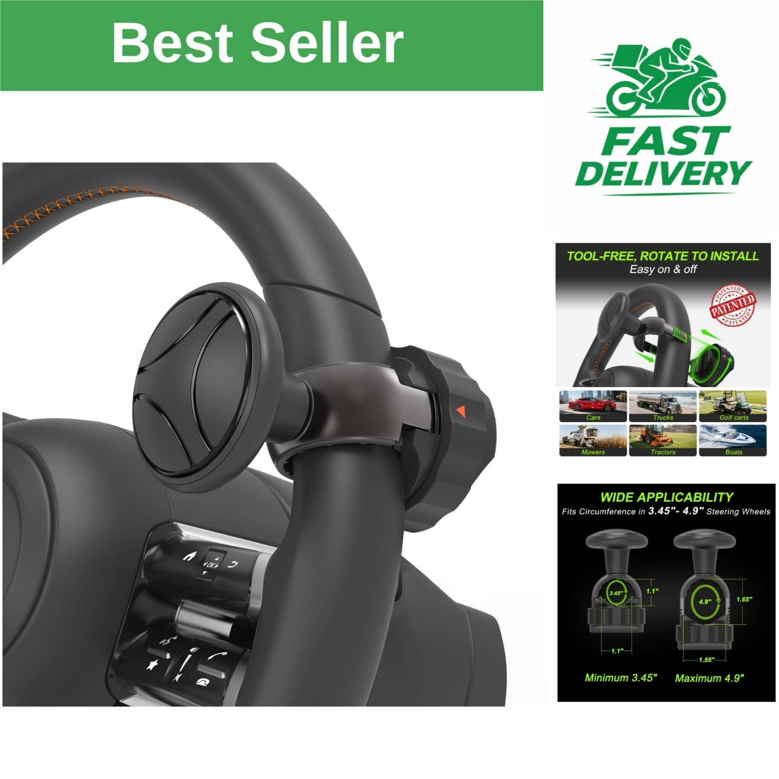 Zeyitian Tool Free Steering Wheel Knob, Suicide Knob for 3.45-4.9" Wheels Zeyitian Tool Free Steering Wheel Knob, Suicide Knob for 3.45-4.9" Wheels
