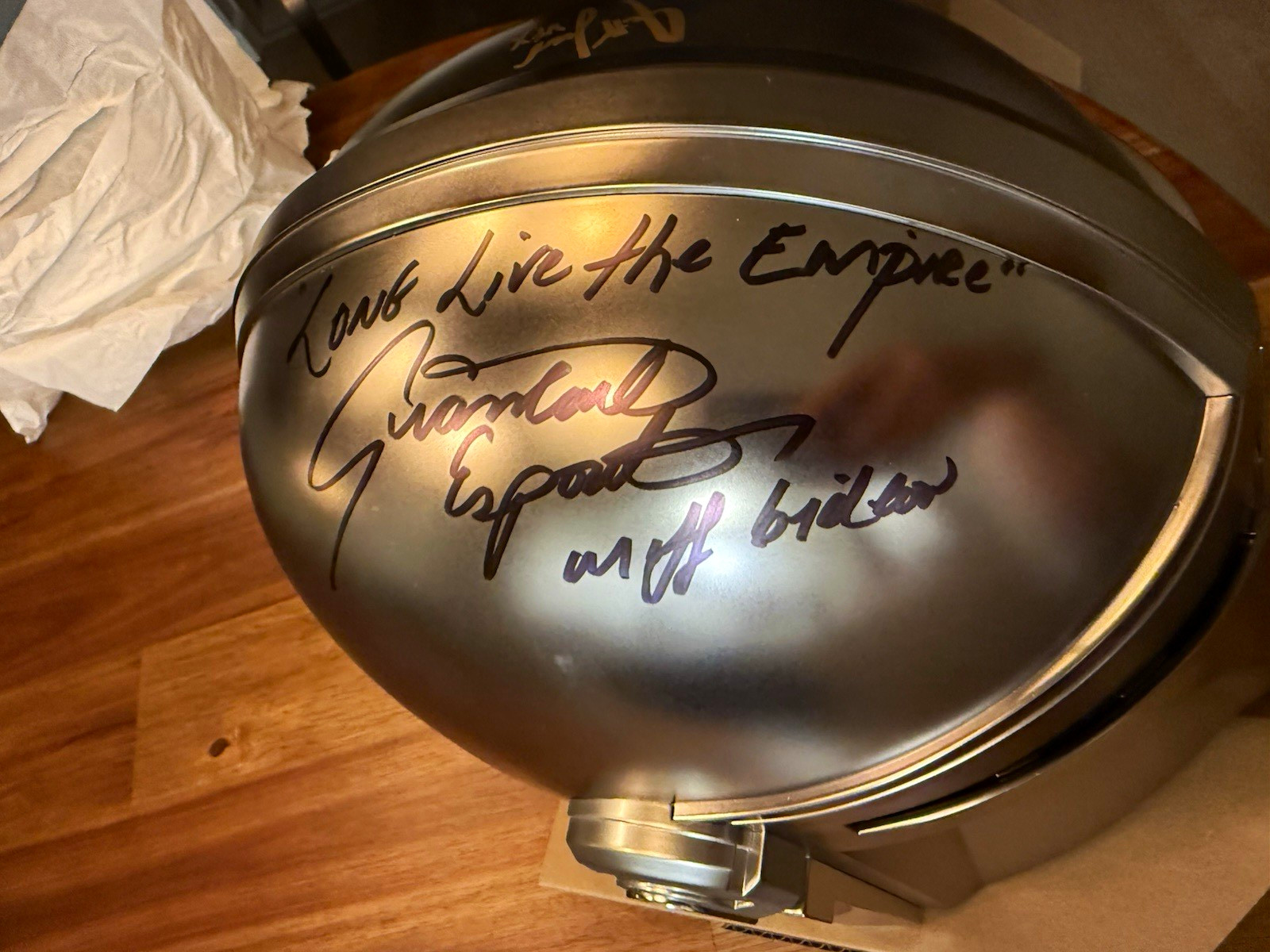 Star Wars Disney Mandalorian Helmet Giancarlo Esposito Lucas Signed JSA Cert Star Wars Disney Mandalorian Helmet Giancarlo Esposito Lucas Signed JSA Cert