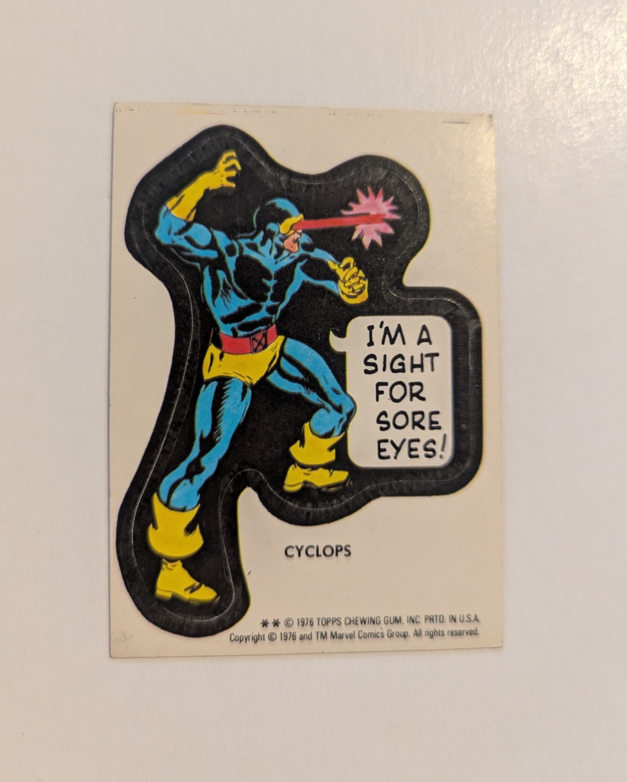 1976 Topps Trading Card Marvel Comic Book Super Heroes Sticker X-Men Cyclops 1976 Topps Trading Card Marvel Comic Book Super Heroes Sticker X-Men Cyclops