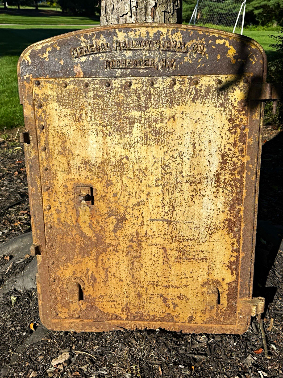 Antique GRS Cast Iron Railroad Signal Cabinet Door Rochester NY Sign 36014 X Antique GRS Cast Iron Railroad Signal Cabinet Door Rochester NY Sign 36014 X