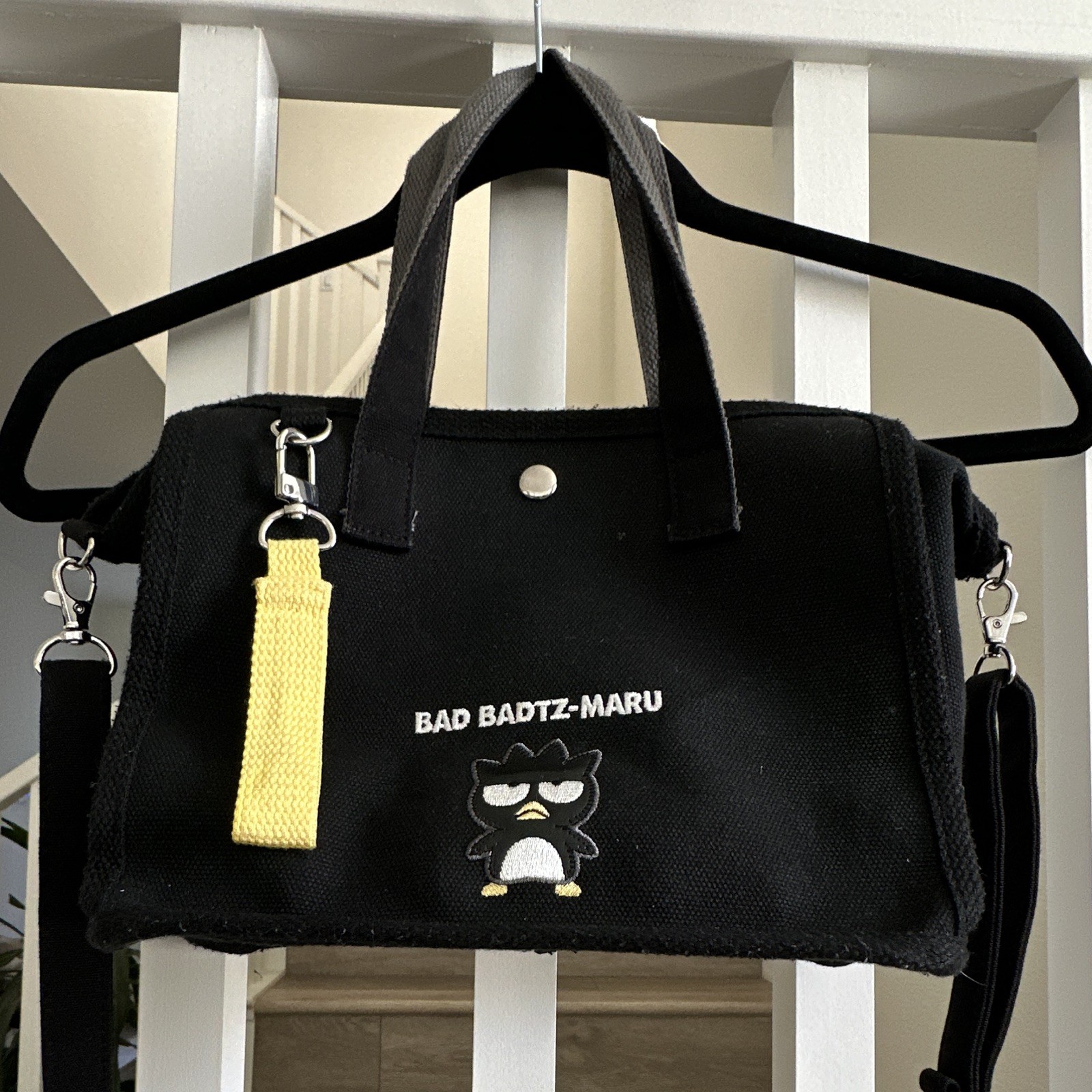 Sanrio Badtz-Maru Canvas Crossbody Bag w/ Adjustable Strap Pockets