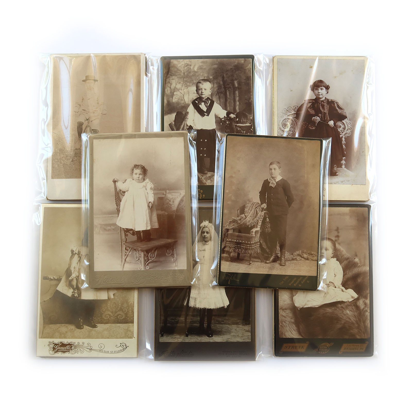 5 Antique Cabinet Cards - Victorian Boys & Girls Lot - Child Studio Portraits 5 Antique Cabinet Cards - Victorian Boys & Girls Lot - Child Studio Portraits