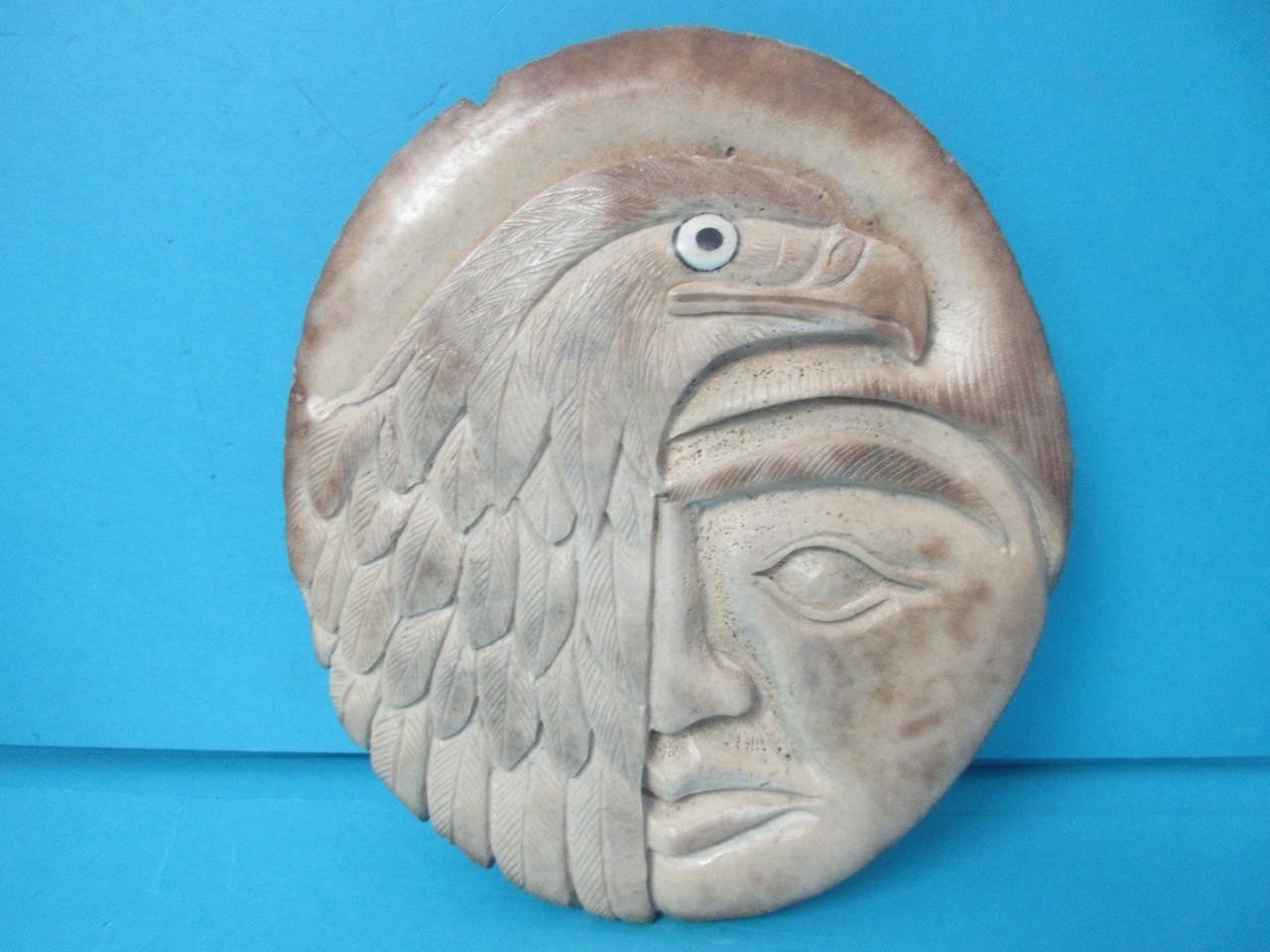 VINTAGE ALASKAN ARTIST JIM S BELL CARVING EAGLE & ESKIMO SIGNED JSB 7" WALL ART VINTAGE ALASKAN ARTIST JIM S BELL CARVING EAGLE & ESKIMO SIGNED JSB 7" WALL ART
