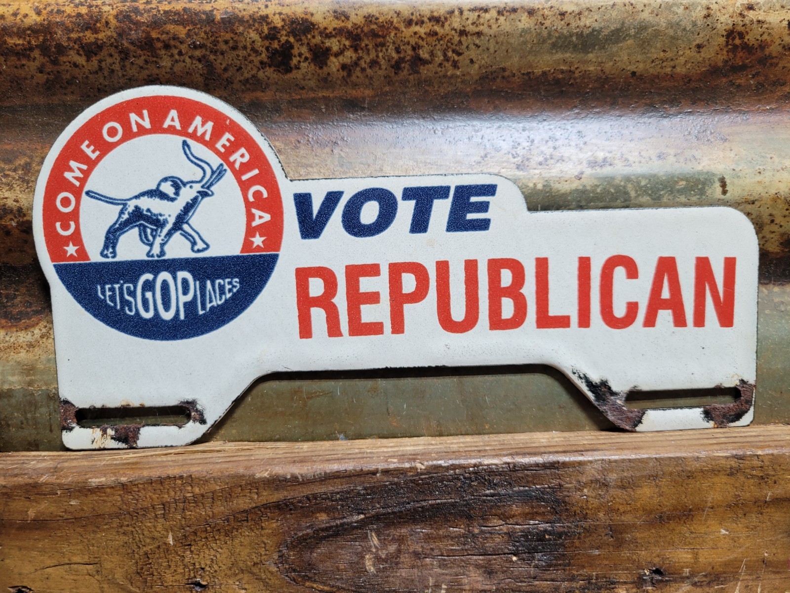 VINTAGE VOTE REPUBLICAN PORCELAIN SIGN OLD GOP POLITICAL PRESIDENT US TAG TOPPER VINTAGE VOTE REPUBLICAN PORCELAIN SIGN OLD GOP POLITICAL PRESIDENT US TAG TOPPER