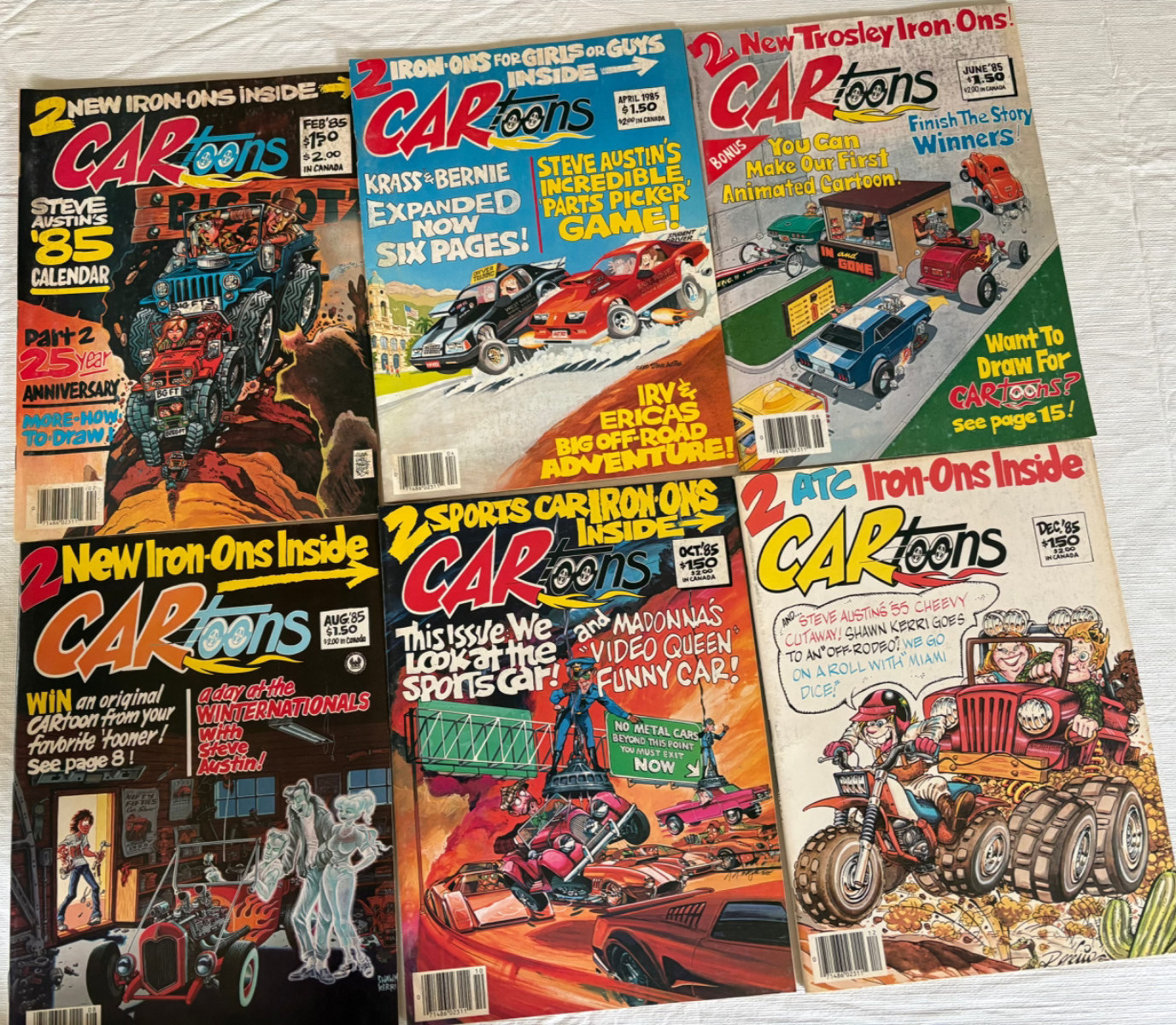 CARtoons Magazine 1985 Lot of  6 Iron ons Intact - Petersen Publishing EUC
